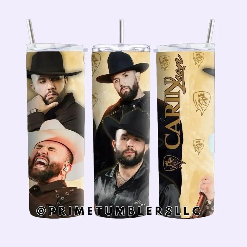 Carin Leon UNISEX Water Bottles Western Soul Vibes Tumbler 20oz Stainless Steel Thermal Insulated Water Bottle with Lid & Metal Straw for Daily Use Travel or Gifting