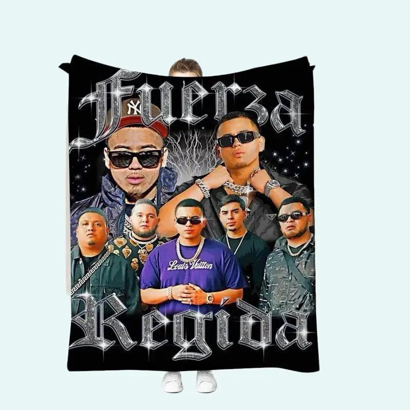 American regional Mexican band Fuerza Regida soft throw Blanket Cobija singer Jesús Ortíz Paz, Samuel Jáimez, Khrystian Ramos, José "Pelón" García, and Moisés López
