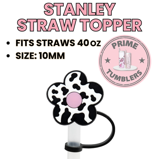COW print FLOWER 40oz Straw Topper