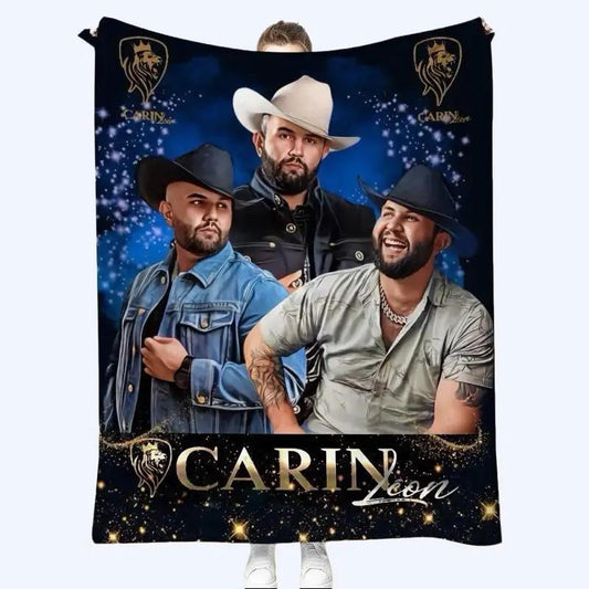 Carin León Plush Throw Blanket Music Fan Edition Featuring Iconic Band Members Glittering Design Ultra Soft Microfiber Fleece 50in x 60in Machine Washable Perfect Gift