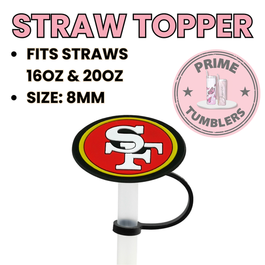 San Francisco 49ers 8MM Straw Topper (Regular Size) – Silicone Straw Cover for Tumblers 16oz and 20oz