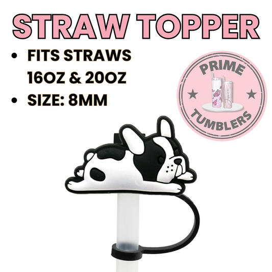 Dog Frenchie 8MM Straw Topper (Regular Size) – Silicone Straw Cover for Tumblers 16oz and 20oz