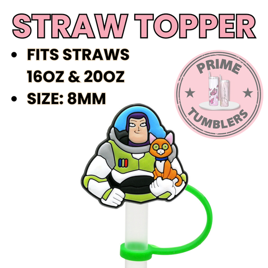 Buzz lightyear Toy Story 8MM Straw Topper (Regular Size) – Silicone Straw Cover for Tumblers 16oz and 20oz