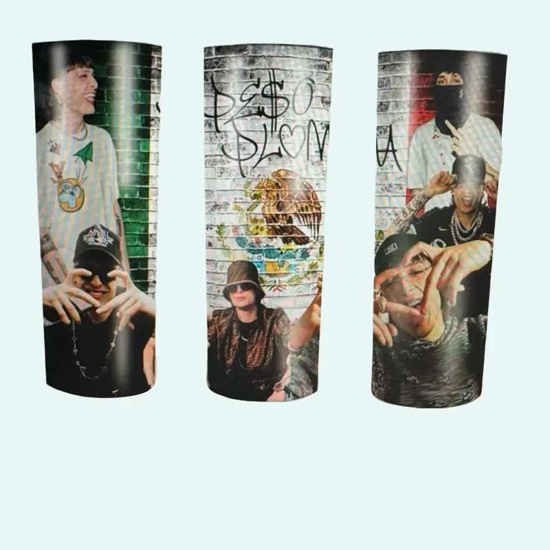 Peso Pluma Mexico Urban Mexican Vibes Tumbler Graffiti Wall Edition 20 oz Double-Wall Stainless Steel Mug with Lid & Reusable Straw Portable Drinkware