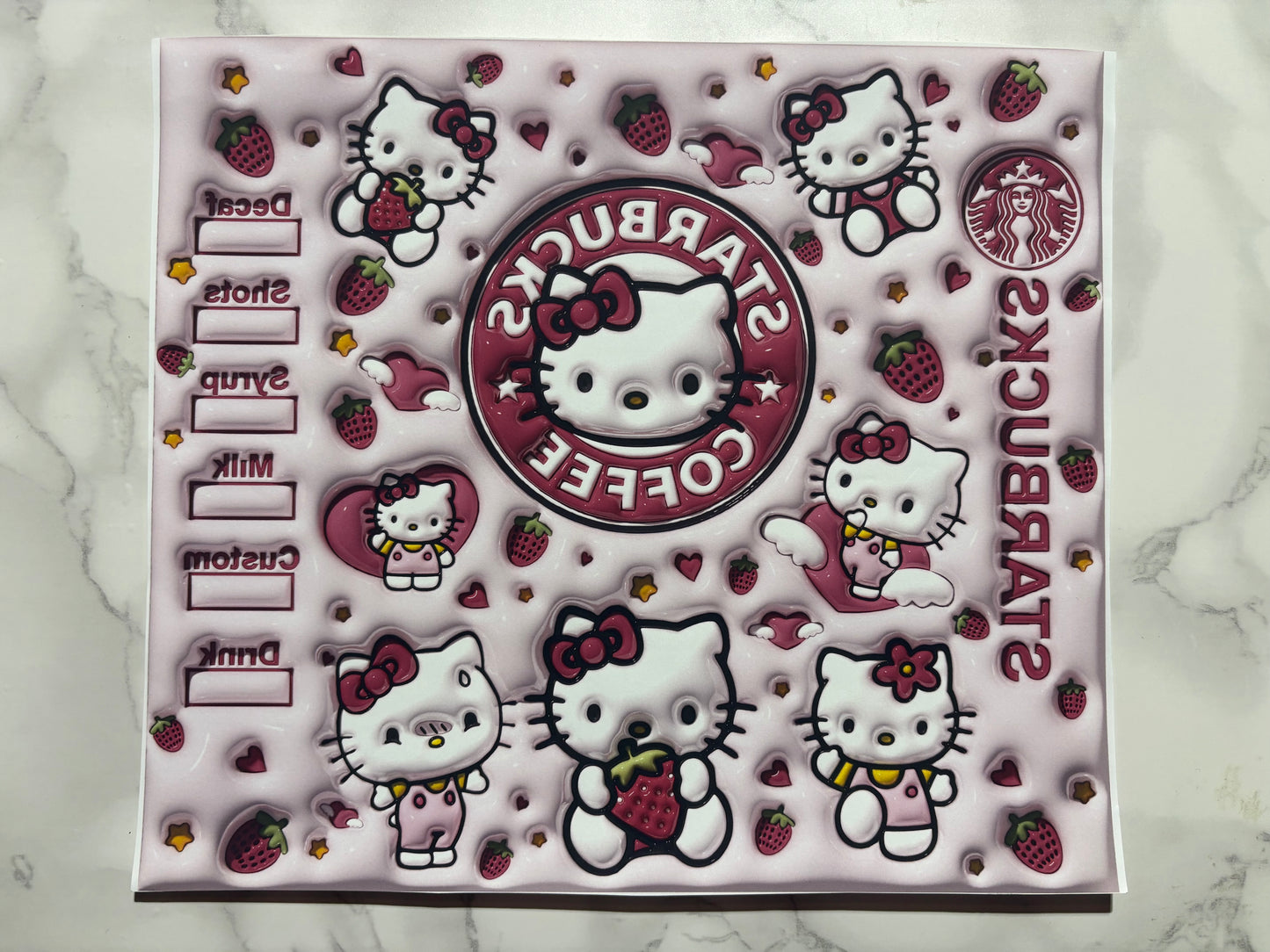 3D Hello Kitty STRAWBERRY sublimation 20oz Print strawberries