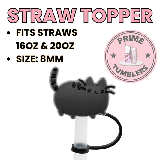 Cat gray Regular size 8MM Straw Topper