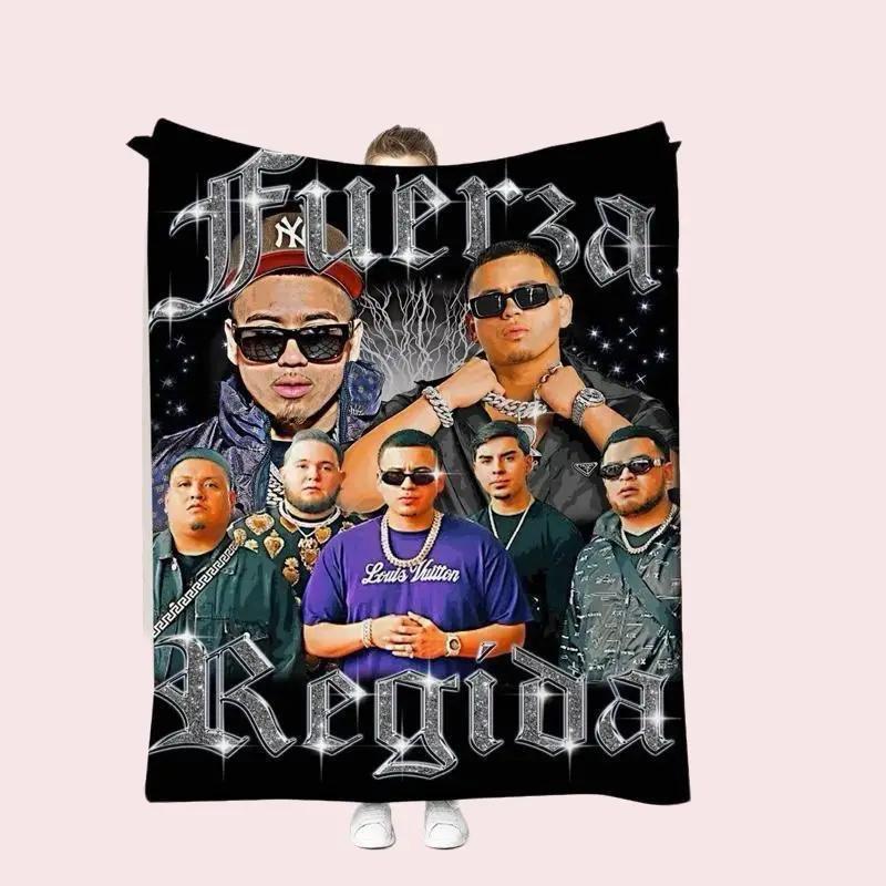 American regional Mexican band Fuerza Regida soft throw Blanket Cobija singer Jesús Ortíz Paz, Samuel Jáimez, Khrystian Ramos, José "Pelón" García, and Moisés López