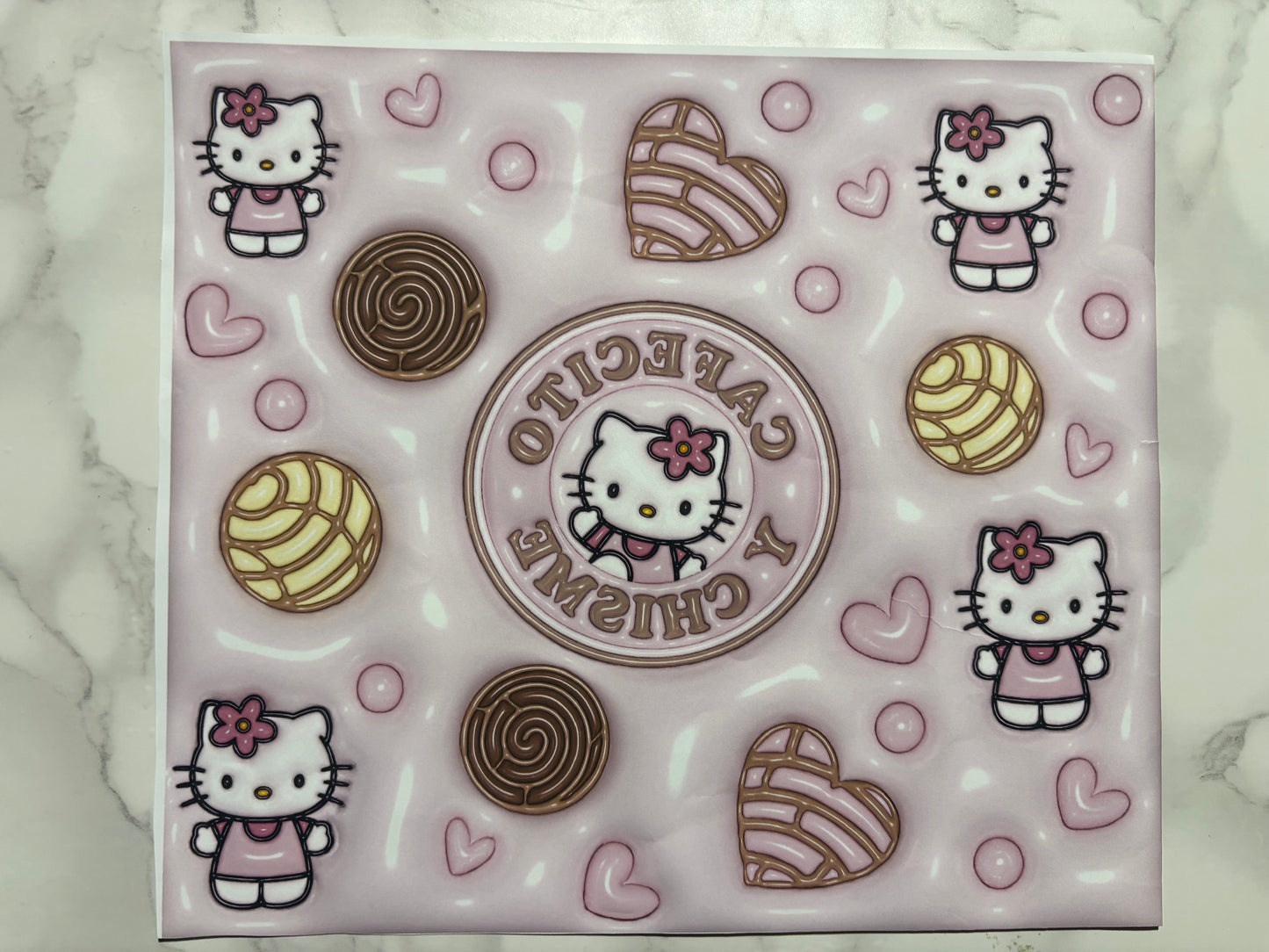 3D Hello Kitty Cafecito y Chisme sublimation 20oz Print