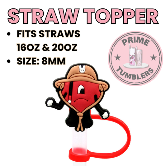 LBad Bunny hat 8MM Straw Topper (Regular Size) – Silicone Straw Cover for Tumblers 16oz and 20oz