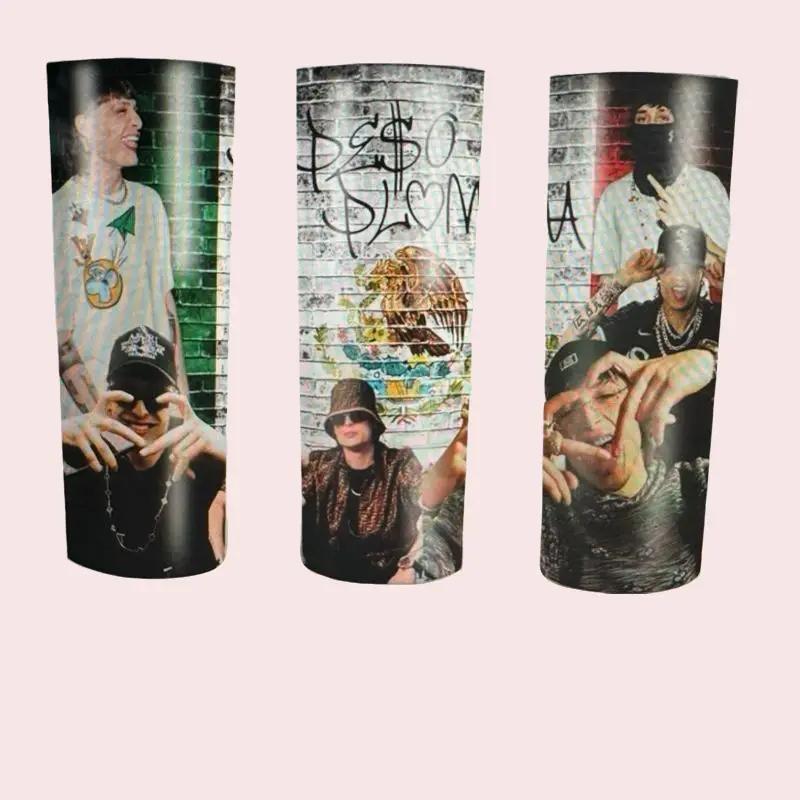 Peso Pluma Mexico Urban Mexican Vibes Tumbler Graffiti Wall Edition 20 oz Double-Wall Stainless Steel Mug with Lid & Reusable Straw Portable Drinkware