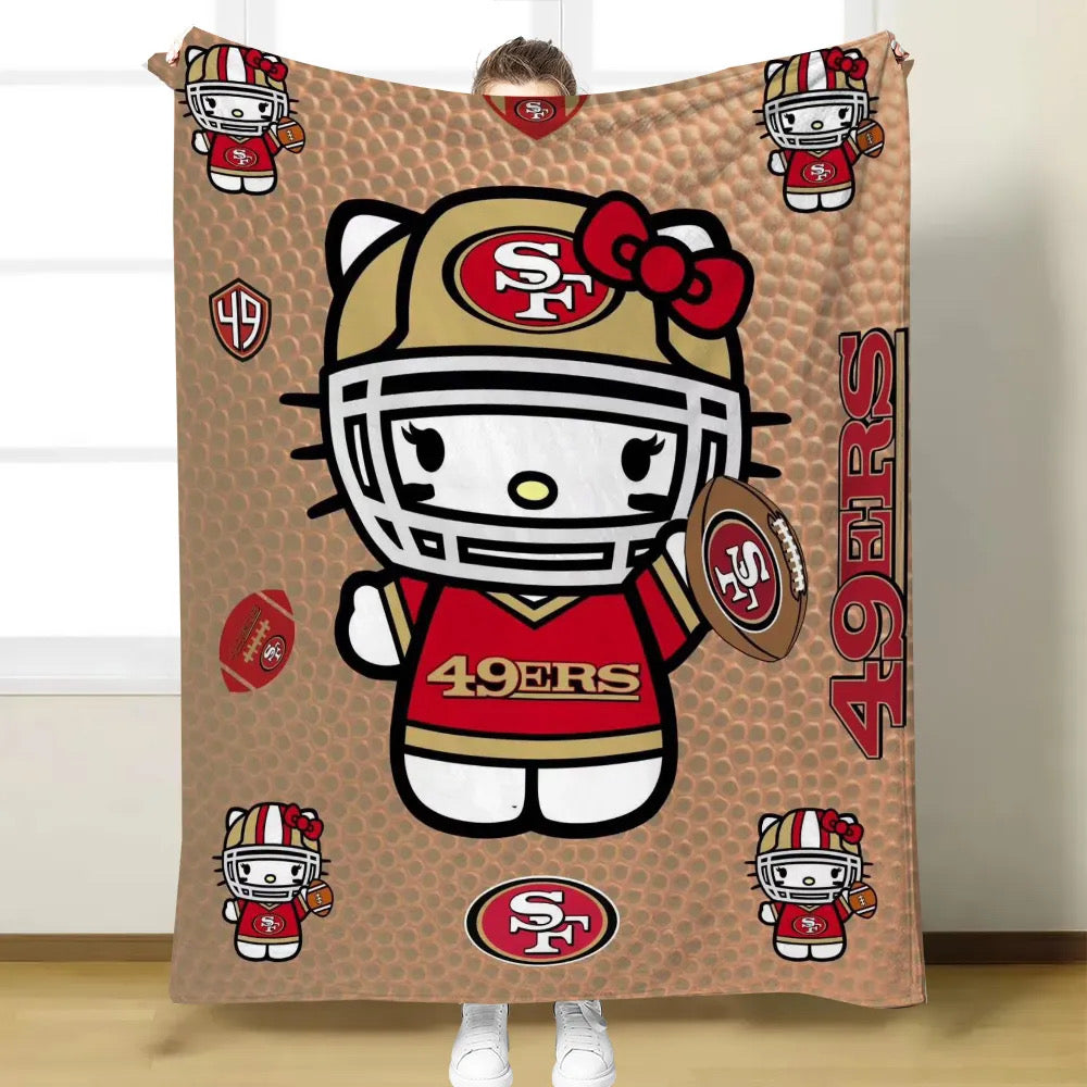 Hello Kitty x San Francisco Niners 49ers Soft Blanket 50x60 | Cozy Fleece Throw