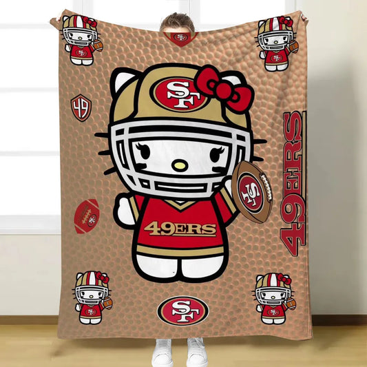 Hello Kitty x San Francisco Niners 49ers Soft Blanket 50x60 | Cozy Fleece Throw