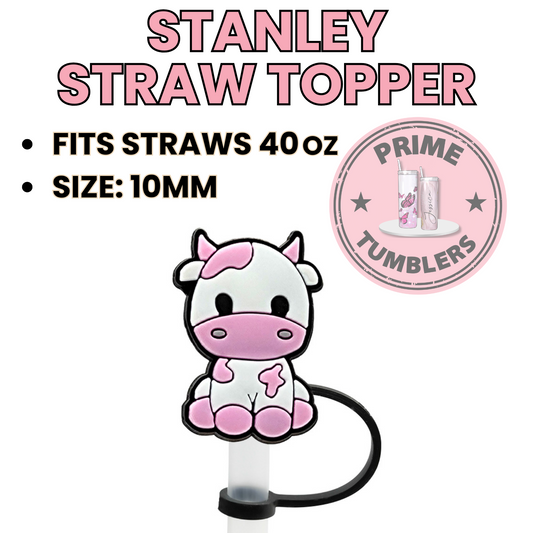Pink COW 40oz Straw Toppers