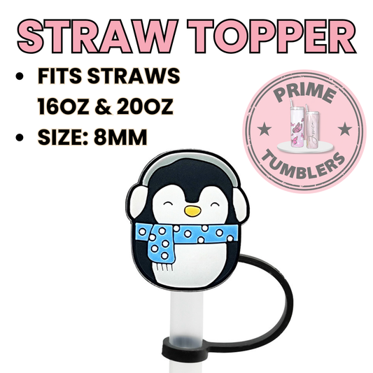 Penguin Squishmallow 8MM Straw Topper (Regular Size) – Silicone Straw Cover for Tumblers 16oz and 20oz