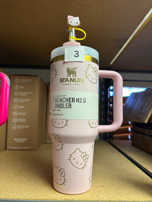 HELLO KITTY pink and GOLD 40oz Tumbler STANLEY Dupe cup HK