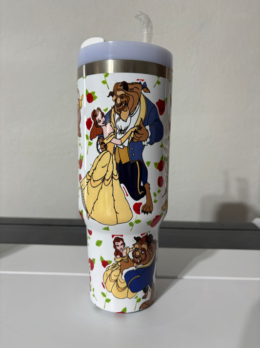 Belle DISNEY Princess Beauty and the Beast movie 40oz Tumbler STANLEY Dupe cup