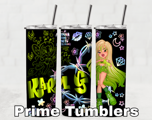 Karol G black green Tumbler wrap PNG
