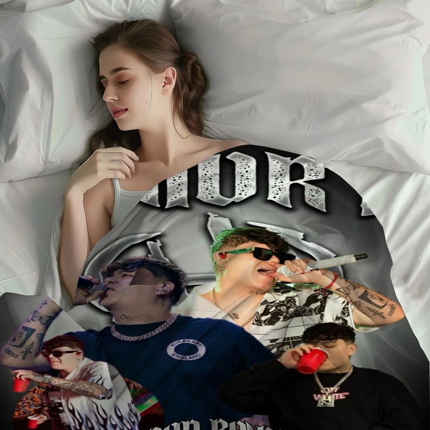 Junior H white Sad Vibes Tour-Inspired Urban Throw Blanket Emotional Music Art 50 x 60 inches Soft Microfiber Fleece for Bed Sofa Wall Décor