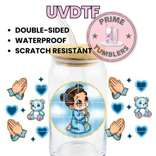 Angel Baby blue 16oz UVDTF cup wrap, ready to apply STICKERS