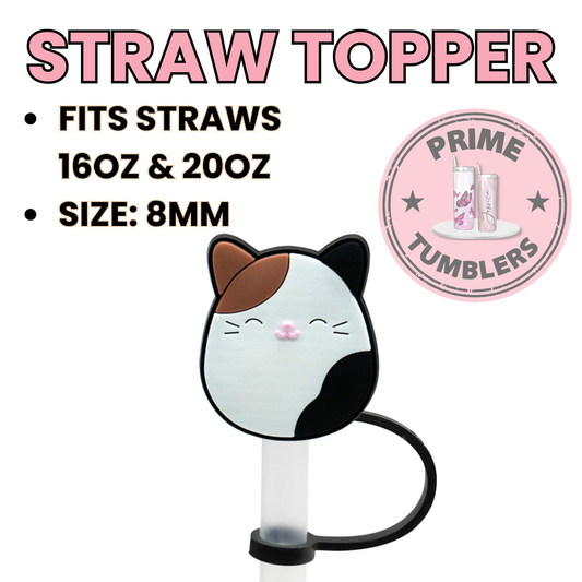 Cat Squishmallow 8MM Straw Topper (Regular Size) – Silicone Straw Cover for Tumblers 16oz and 20oz