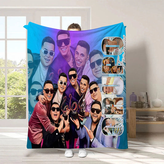 Mexican regional music group, Grupo Firme soft throw Blanket singer Eduin Caz Grupo Firme Fleece Blanket Soft Throw for Music Fans Vibrant Colorful Design Super Soft Microfiber 50IN X 60IN  Machine Washable Cozy Gift