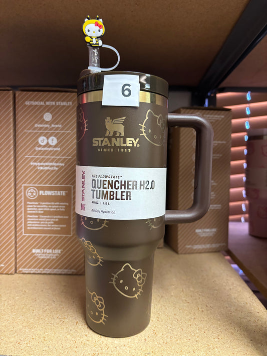 HELLO KITTY brown and GOLD 40oz Tumbler STANLEY Dupe cup HK