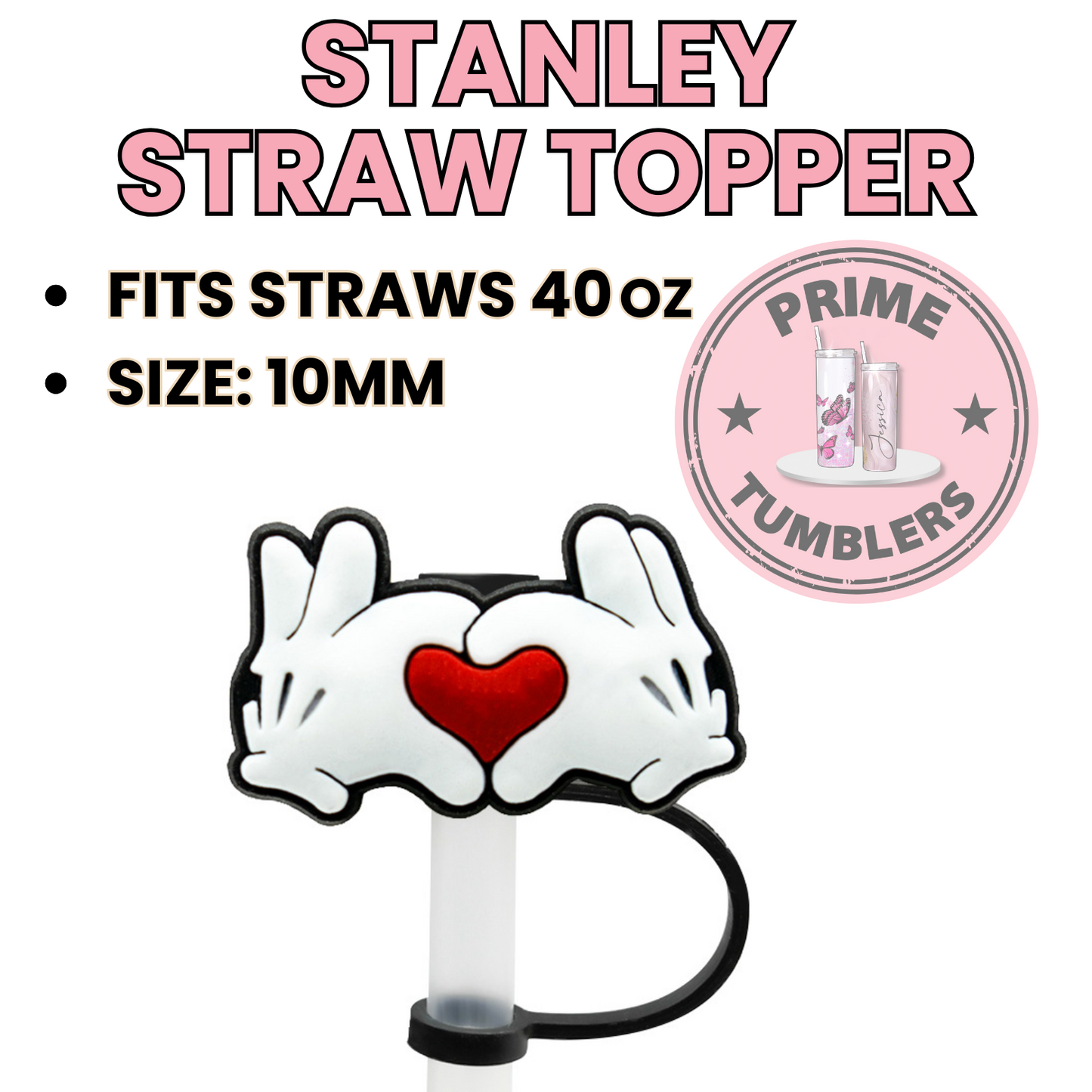 Mickey Minnie Hand Heart 40oz Straw Topper