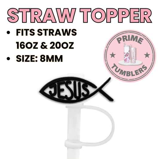 Jesus fish 8MM Straw Topper (Regular Size) – Silicone Straw Cover for Tumblers 16oz and 20oz
