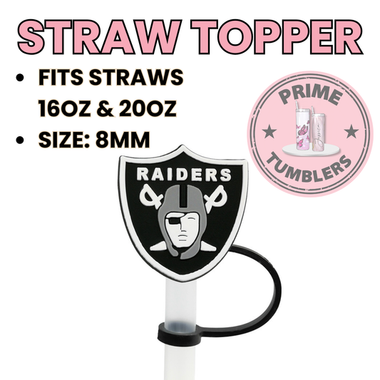 Raiders 8MM Straw Topper (Regular Size) – Silicone Straw Cover for Tumblers 16oz and 20oz