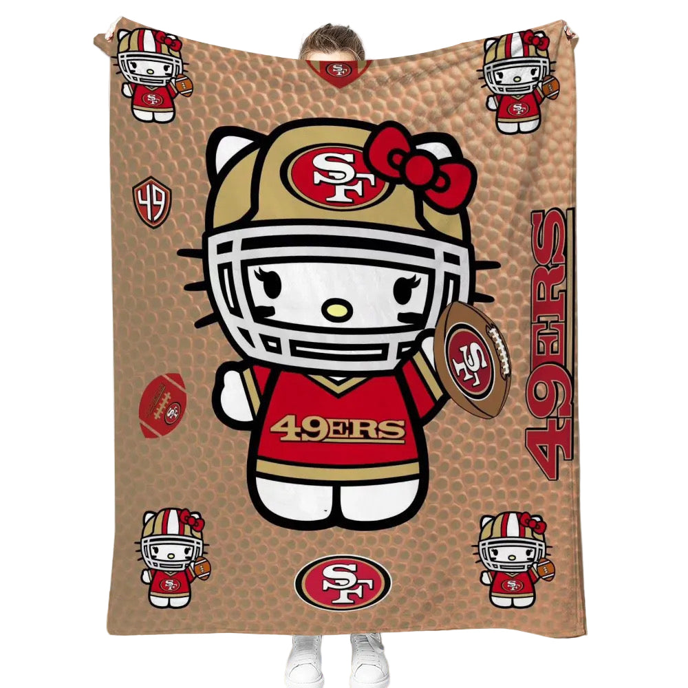 Hello Kitty x San Francisco Niners 49ers Soft Blanket 50x60 | Cozy Fleece Throw