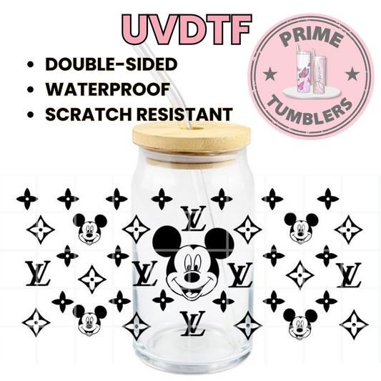 Mickey Mouse LV 16oz UVDTF cup wrap, ready to apply STICKERS Disney