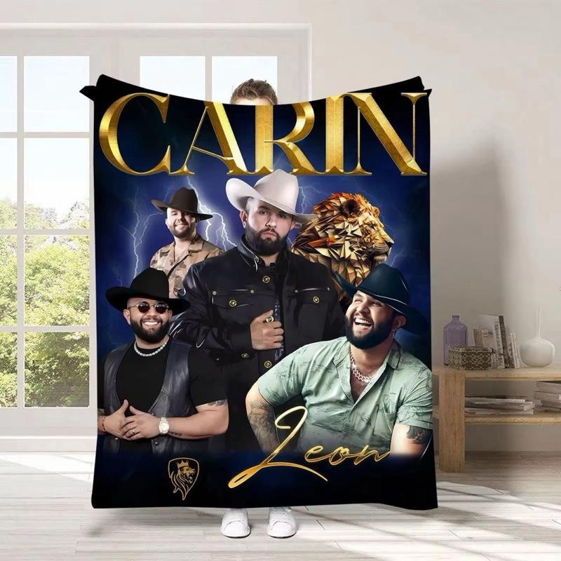 Carin Leon gold soft Blanket Cobija Estilo Regional – León Inspired Carin Design, Soft & Warm, 50in x 60in, Golden Details, Machine Washable, Regular Edition