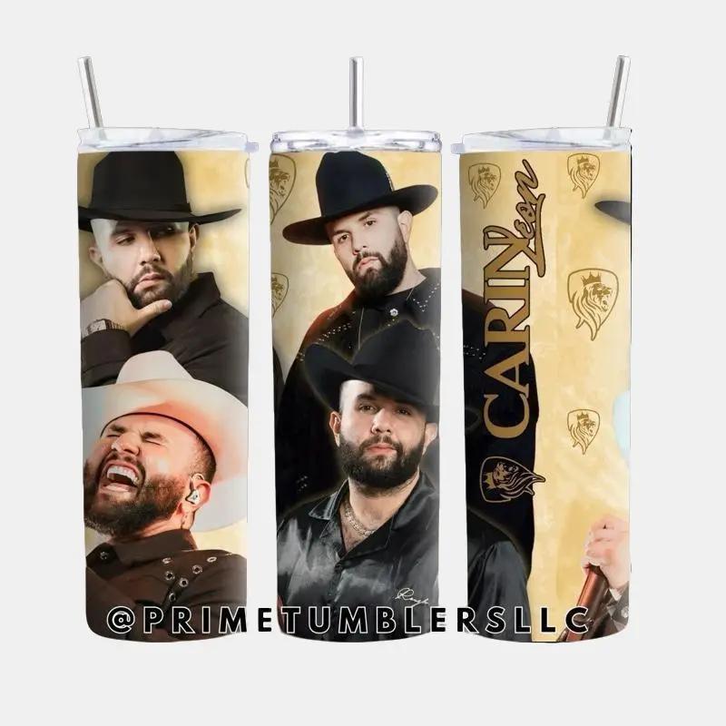 Carin Leon UNISEX Water Bottles Western Soul Vibes Tumbler 20oz Stainless Steel Thermal Insulated Water Bottle with Lid & Metal Straw for Daily Use Travel or Gifting