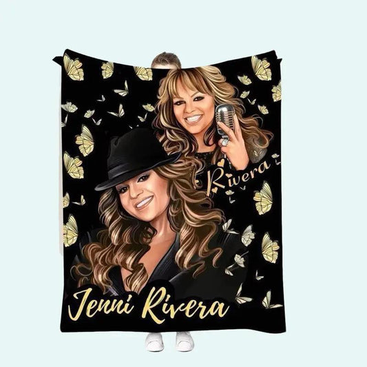 Cobija Estilo Homenaje – Diseño Mariposas Doradas Inspirado Unisex Lightweight Warm Blanket 50in x 60in Machine Washable for Bed Sofa Jenni Rivera